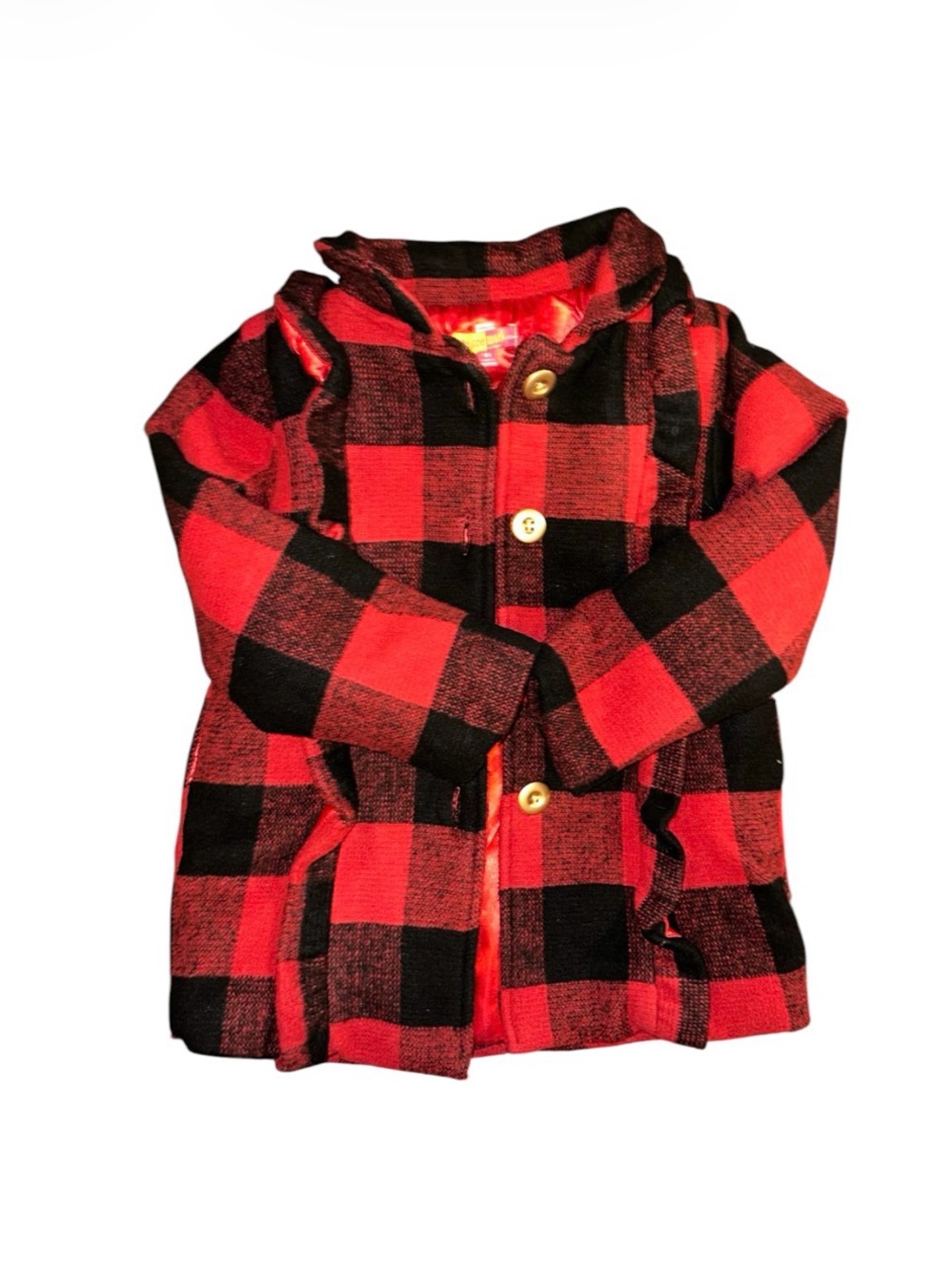 Penelope Mack Girls Red and Black Plaid Peacoat Buffalo Check